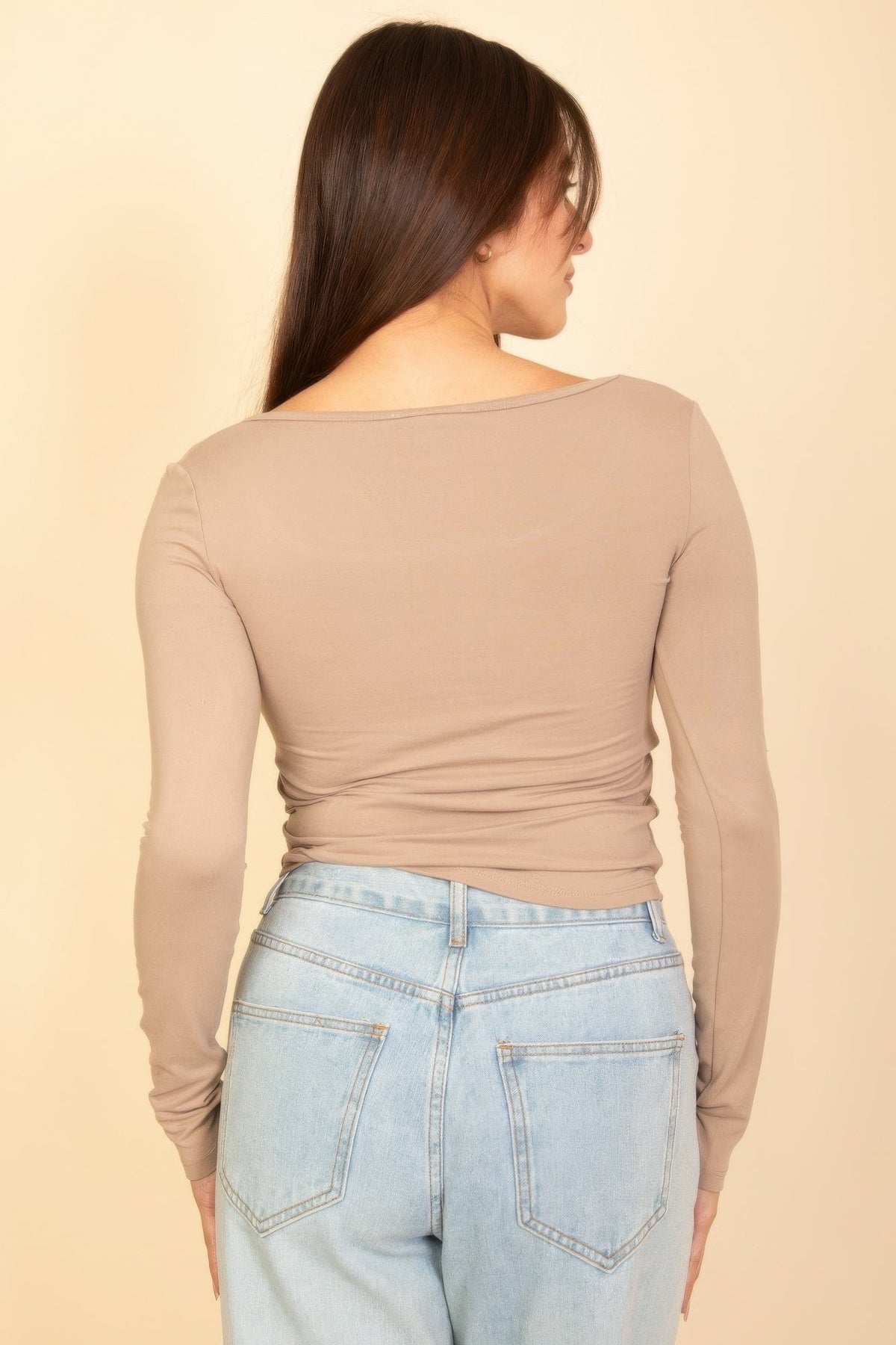 Basic Long Sleeve Square Neck Top