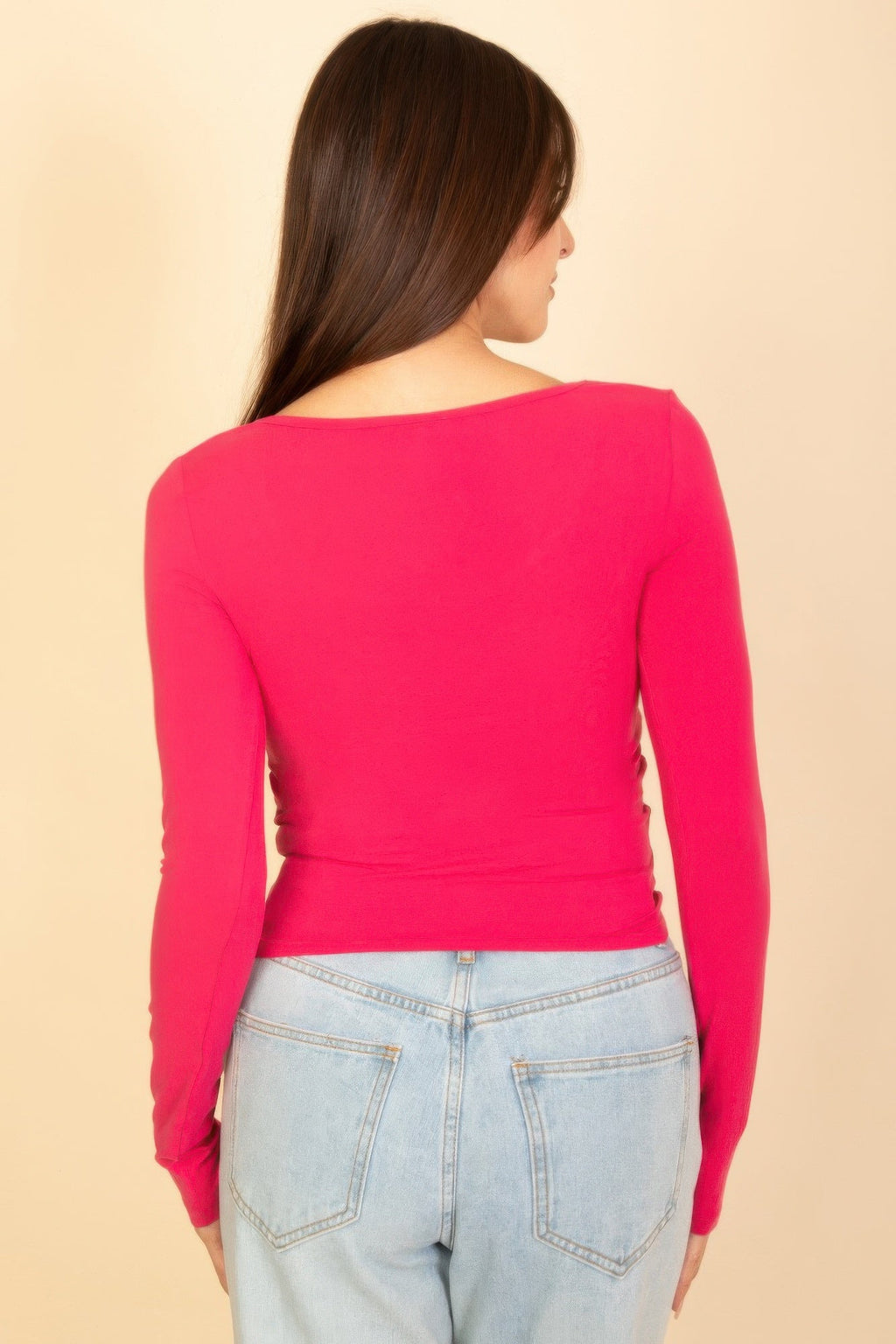 Basic Long Sleeve Square Neck Top