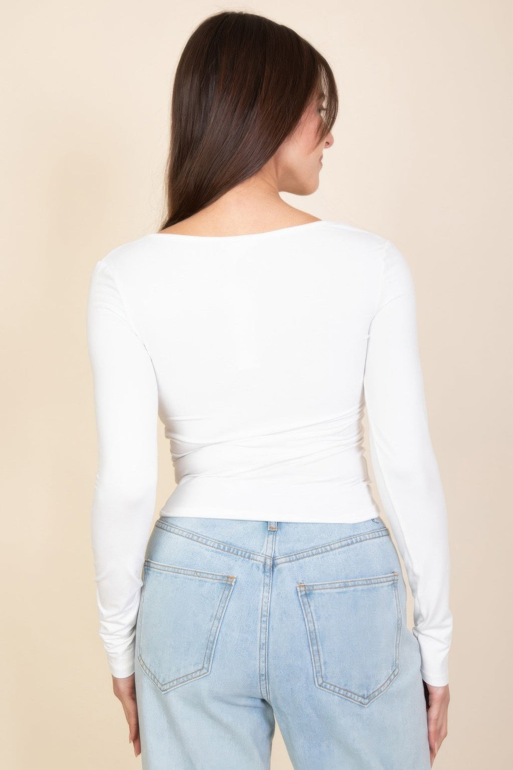 Basic Long Sleeve Square Neck Top