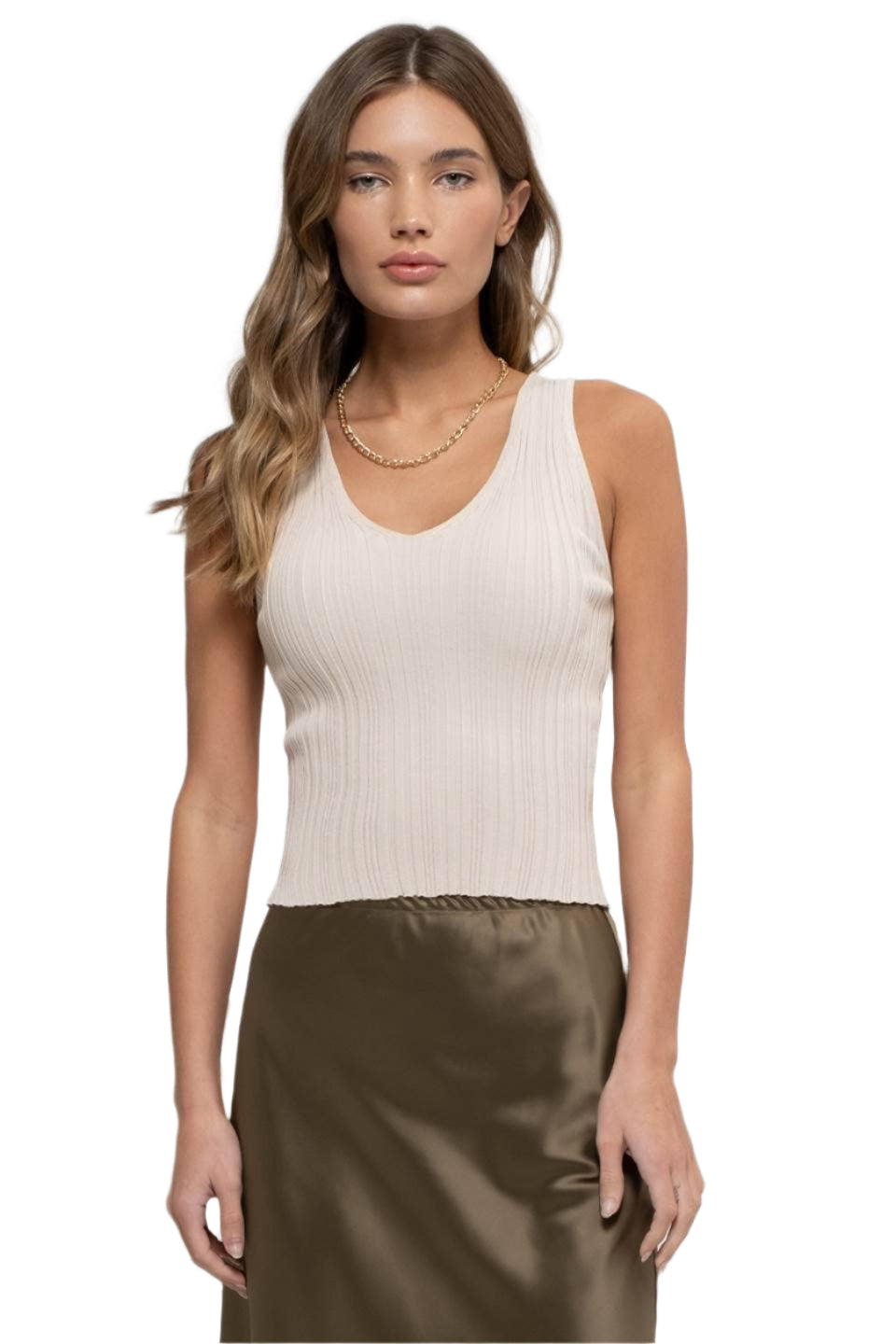Basic Sleeveless V Neck Sweater Knit Top