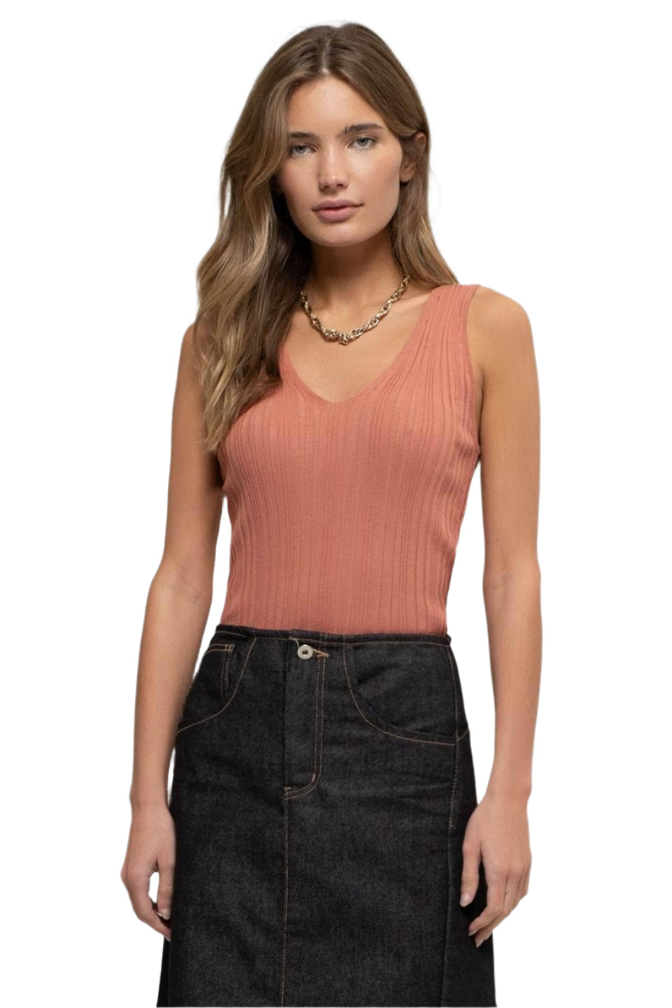 Basic Sleeveless V Neck Sweater Knit Top